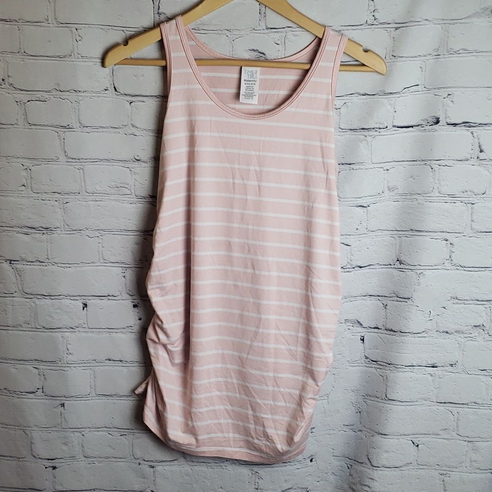Time and Tru Stripped Pink and White Tank Top‎